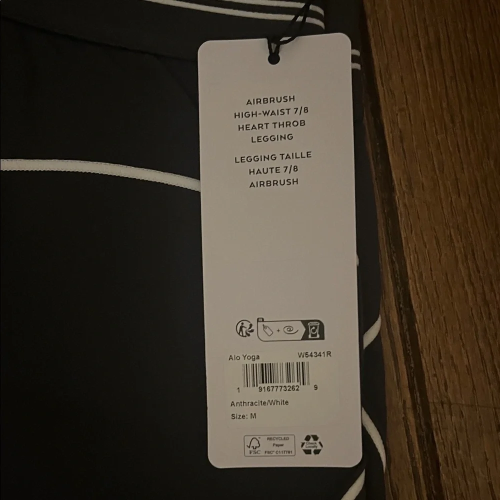 ALO Yoga Airbrush 7/8 Heart Throb Legging in Anthracite Grey Size Medium NWT - Picture 4 of 5